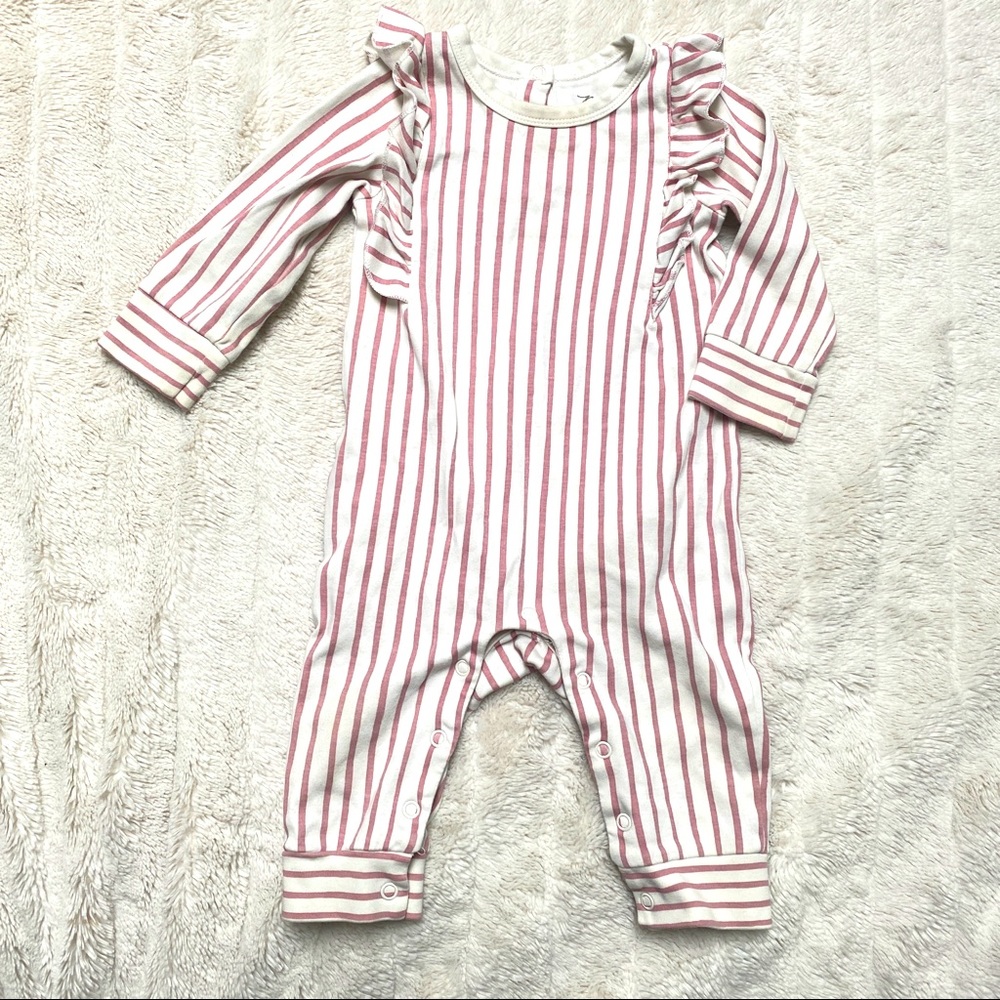 Pehr 6-12M pink vertical striped romper